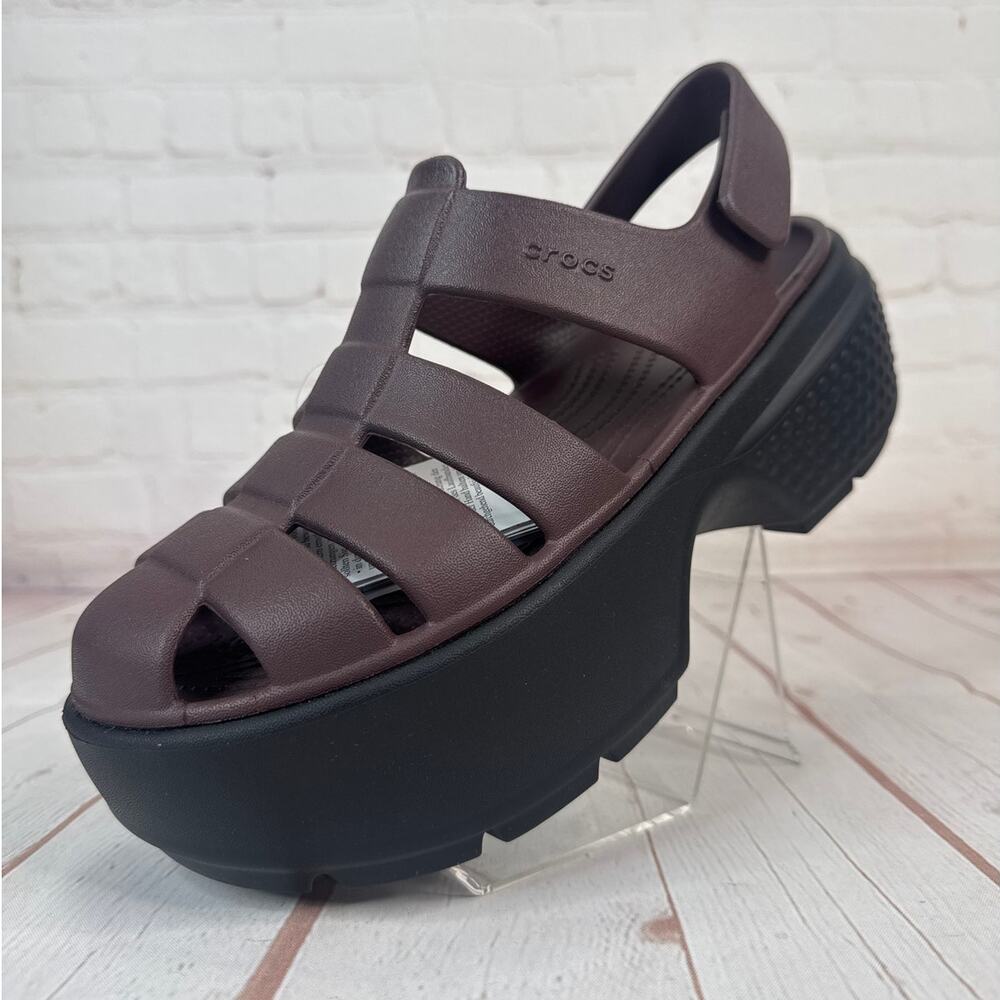 Crocs Stomp Platform Fisherman Mocha High Sandals Women’s Size 8 (209938-2ZH) - Picture 3 of 9